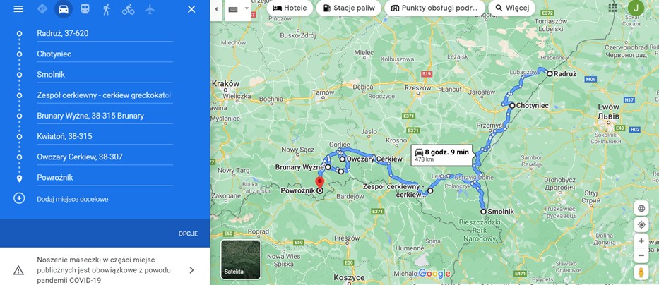 Google Maps Cerkwie UNESCO - Polskie Szlaki UNESCO